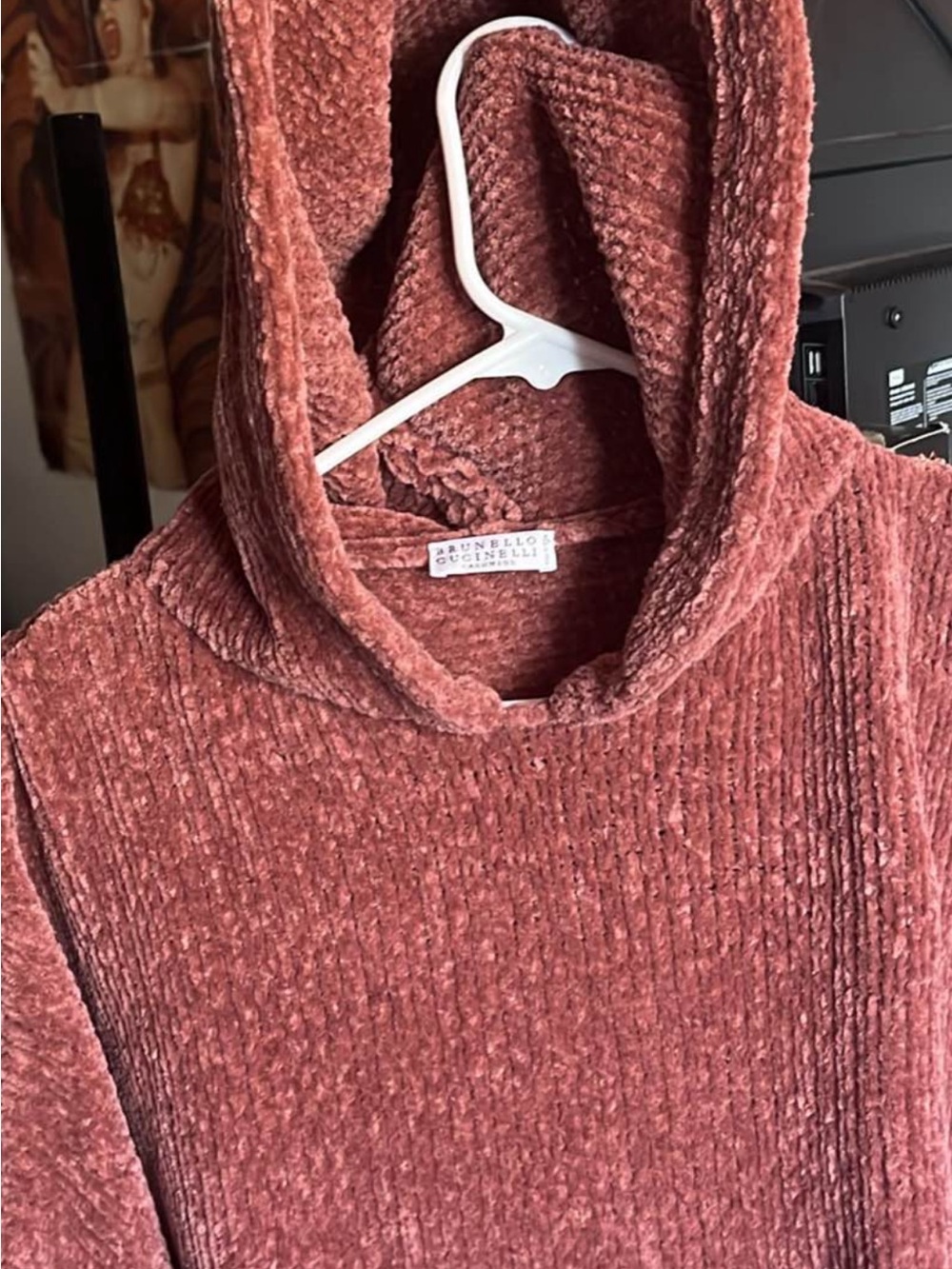 Brunello Cucinelli Cashmere Silk Hooded Sweater Mauve Pink Size S